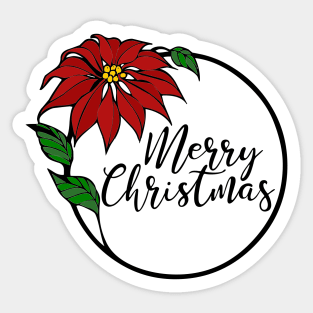 Merry Christmas Poinsettia Sticker